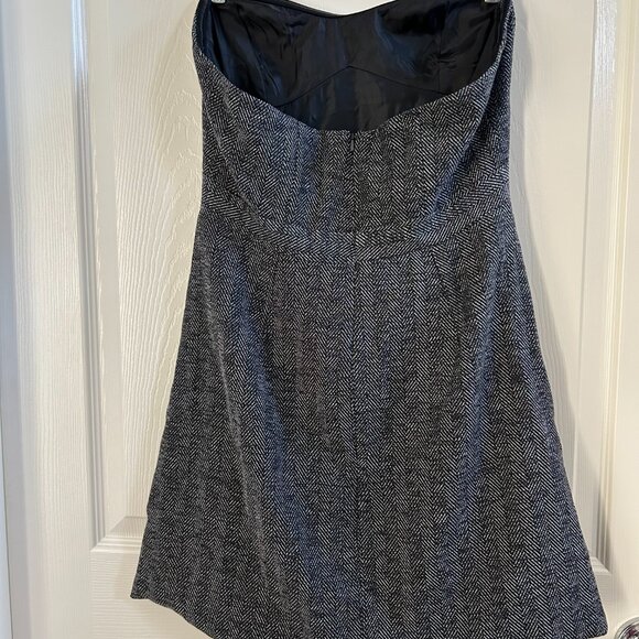 ASOS Tweed Check Bandeau A-Line Mini Dress Black/White SZ6 Cocktail Party - Picture 4 of 8